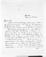2 pages written 30 Dec 1873 by Herbert William Brabant in Opotiki to Sir Donald McLean, from Inward letters - H W Brabant