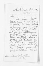 2 pages written by Ebenezer Fox in Auckland City to Sir Donald McLean, from Inward letters - Surnames, Foo - Fox