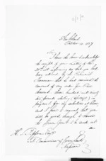 2 pages written 10 Oct 1857 by an unknown author in Auckland Region to Henry Stokes Tiffen in Napier City, from Hawke's Bay.  McLean and J D Ormond, Superintendents - Public Works.  Lands and Survey Office.  Crown Lands Office