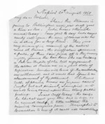 2 pages written 21 Aug 1868 by John Gibson Kinross in Napier City to Sir Donald McLean, from Inward letters -  John G Kinross