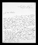 2 pages written 26 Nov 1850 by Robert Roger Strang in Wellington to Sir Donald McLean, from Family correspondence - Robert Strang (father-in-law)