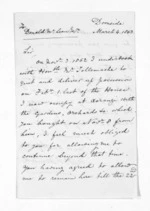 2 pages written 4 Mar 1863 by Frederick Francis Ormond to Sir Donald McLean, from Inward letters - Frederick & Hannah Ormond