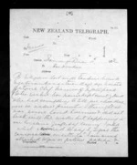 11 pages written 11 Dec 1872 by James Mackay, from Native Minister - Inward telegrams