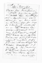 3 pages written 20 Feb 1861 by Sir James Edward Alexander to Sir Donald McLean, from Inward letters - Sir J E Alexander
