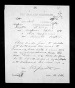 1 page to Sir Donald McLean in Napier City, from Native Minister - Inward telegrams