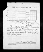 1 page written 11 Dec 1872 by Sir Donald McLean in Wellington City to Napier City, from Native Minister - Inward telegrams