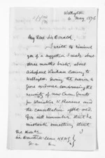 3 pages written 6 May 1876 by Charles Heaphy in Wellington City to Sir Donald McLean, from Inward letters -  Charles Heaphy