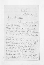 3 pages written 4 Feb 1870 by H F Way in Maketu to Sir Donald McLean, from Inward letters and diary extracts - H F Way