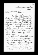 3 pages written 18 Jul 1860 by Robert Roger Strang in Wellington to Sir Donald McLean, from Family correspondence - Robert Strang (father-in-law)