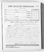 1 page written 23 May 1876 by Sir Donald McLean in Alexandra to Taranaki Region, from Native Minister and Minister of Colonial Defence - Outward telegrams