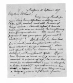 4 pages written 14 Sep 1867 by John Gibson Kinross in Napier City to Sir Donald McLean, from Inward letters -  John G Kinross