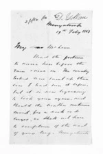 4 pages written 19 Feb 1863 by Donald Gollan in Hauraki District to Sir Donald McLean, from Inward letters - Donald Gollan