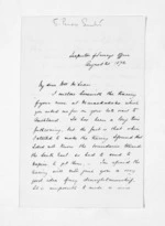 2 pages written 20 Aug 1872 by Stephenson Percy Smith to Sir Donald McLean in Wellington, from Inward letters - Surnames, Smith