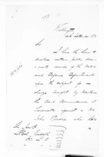 6 pages written 14 Sep 1870 by an unknown author in Wellington, from Minister of Colonial Defence - Administration of colonial defence