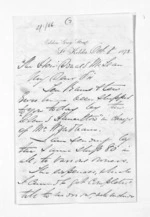 3 pages written 8 Oct 1873 by John Lang Currie to Sir Donald McLean, from Inward letters - John L Currie