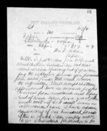 2 pages written 8 Nov 1872 by an unknown author in Wellington to Sir Donald McLean in Napier City, from Native Minister - Inward telegrams