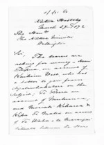2 pages written 27 Mar 1872 by James Grindell to Sir Donald McLean in Wellington, from Inward letters - James Grindell