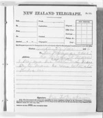 1 page written 27 May 1876 by Sir Donald McLean, from Native Minister and Minister of Colonial Defence - Outward telegrams