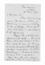 2 pages written 16 Nov 1870 by Alfred Chapman in Napier City to Sir Donald McLean, from Inward letters - Surnames, Cha - Cla