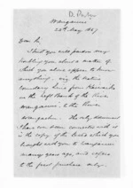 2 pages written 25 May 1867 by David Porter in Wanganui to Sir Donald McLean in Napier City, from Inward letters - Surnames, Pon - Por