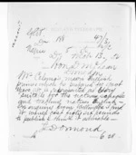 1 page written 13 Mar 1872 by John Davies Ormond in Napier City to Sir Donald McLean in Dunedin City, from Native Minister and Minister of Colonial Defence - Inward telegrams