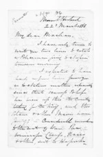 8 pages written 22 Mar 1864 by Henry Robert Russell to Sir Donald McLean, from Inward letters - H R Russell