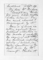 3 pages written 15 Sep 1871 by Sir William Martin in Auckland Region to Sir Donald McLean, from Inward letters - Sir William Martin