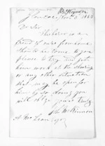 1 page written 3 Nov 1863 by John McKinnon, from Inward letters - Surnames, McKen - McLac