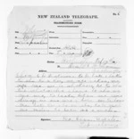 1 page to Sir Donald McLean in Wellington, from Native Minister and Minister of Colonial Defence - Inward telegrams
