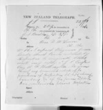 5 pages written 6 Mar 1872 by George Sisson Cooper to Sir Donald McLean, from Native Minister and Minister of Colonial Defence - Inward telegrams