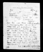 1 page written 22 Nov 1872 by an unknown author in Rotorua to Sir Donald McLean in Napier City, from Native Minister - Inward telegrams