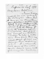 7 pages written 20 Jul 1869 by John Gibson Kinross in Napier City to Sir Donald McLean, from Inward letters -  John G Kinross