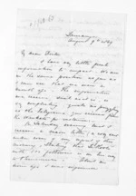 4 pages written 9 Aug 1869 by Henry Tacy Clarke in Tauranga to Dr Daniel Pollen, from Inward letters - Henry Tacy Clarke