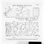 4 pages written 15 Oct 1870 by Sir Donald McLean to Francis Edwards Hamlin, from Native Minister and Minister of Colonial Defence - Inward telegrams