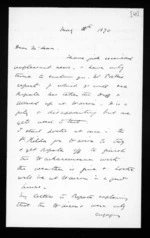 2 pages written 18 May 1870 by John Davies Ormond to Sir Donald McLean, from Inward letters - J D Ormond