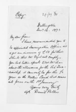 1 page written 16 Dec 1873 by Dr Daniel Pollen in Wellington to Edward Lister Green, from Inward letters - Edward L Green