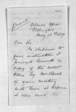 9 pages written 16 May 1871 by Thomas William Lewis in Wellington to Sir Donald McLean in Napier City, from Inward letters -  T W Lewis