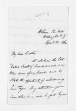 2 pages written 21 Apr 1862 by Sir Malcolm Fraser in Wellington, from Inward letters - Surnames, Fra - Fri