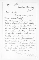 1 page written by Sir Francis Dillon Bell in Wellington City to Sir Donald McLean, from Inward letters - Francis Dillon Bell