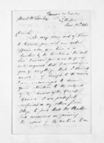 3 pages written 28 Jun 1860 by Rev James West Stack in Lyttelton to Sir Donald McLean, from Inward letters - Surnames, Spe - Sta