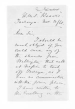 4 pages written 20 Nov 1868 by George Palmer in Tauranga to Sir Donald McLean in Napier City, from Inward letters - Surnames, Pal - Par