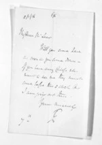 2 pages written by Sir Thomas Robert Gore Browne to Sir Donald McLean, from Inward letters - Sir Thomas Gore Browne (Governor)