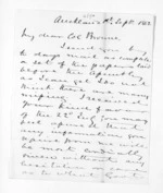 2 pages written 1 Sep 1862 by Sir Donald McLean in Auckland City to Sir Thomas Robert Gore Browne, from Inward letters - Sir Thomas Gore Browne (Governor)