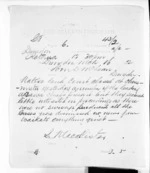 1 page written 16 Mar 1872 by an unknown author in Rotorua to Sir Donald McLean in Dunedin City, from Native Minister and Minister of Colonial Defence - Inward telegrams