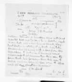 1 page written 10 Jul 1871 by Henry Park to John Davies Ormond, from Native Minister and Minister of Colonial Defence - Inward telegrams