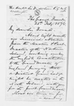 2 pages written 25 Feb 1876 by John Hyde Harris in Dunedin City to Sir Donald McLean, from Inward letters - Surnames, Har - Haw