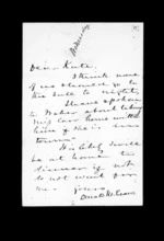 1 page written by Sir Donald McLean to Catherine Hart, from Inward family correspondence - Catherine Hart (sister); Catherine Isabella McLean (sister-in-law)