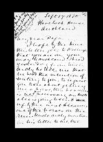 3 pages written 17 Sep 1870 by Sir Robert Donald Douglas Maclean in Auckland Region to Sir Donald McLean, from Inward family correspondence - Douglas Maclean (son)