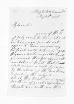 3 pages written 7 Aug 1856 by James Preece in Coromandel to Sir Donald McLean in Auckland City, from Inward letters - James Preece