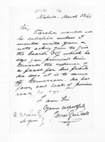 1 page written 22 Mar 1866 by James Grindell in Napier City to Sir Donald McLean in Napier City, from Inward letters - James Grindell